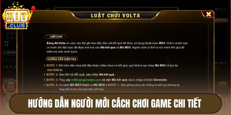 Volta Hitclub - Game Cược Xanh Chín, Tỷ Lệ Thắng Hấp Dẫn 3 Hướng dẫn người mới cách chơi game chi tiết
