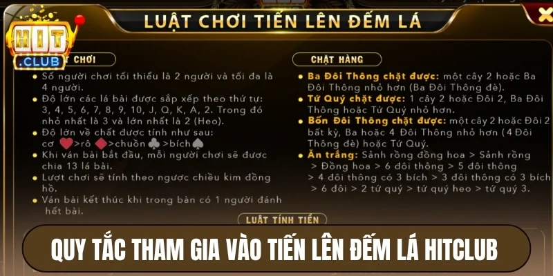 Quy tắc tham gia vào tiến lên đếm lá Hitclub