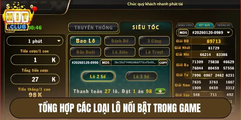 Tổng hợp các loại lô nổi bật trong game 